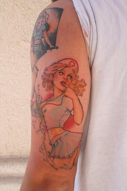 Off the Map Tattoo : Tattoos : Color : Nurse Pin Up