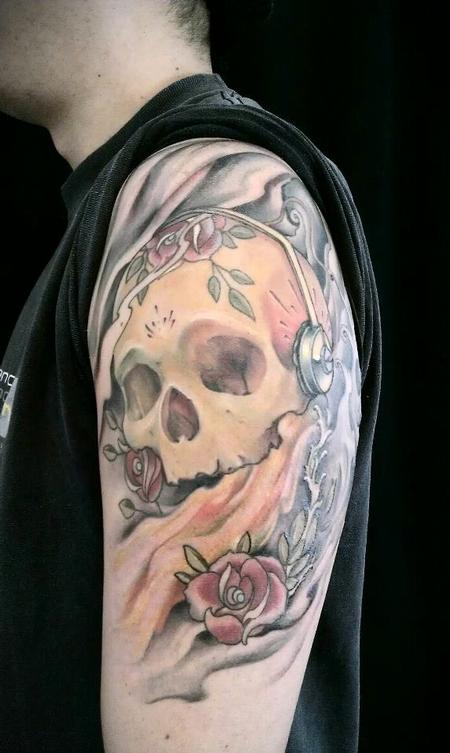 Jeff Norton Tattoos : Tattoos : Flower Vine : Skull with headphones ...