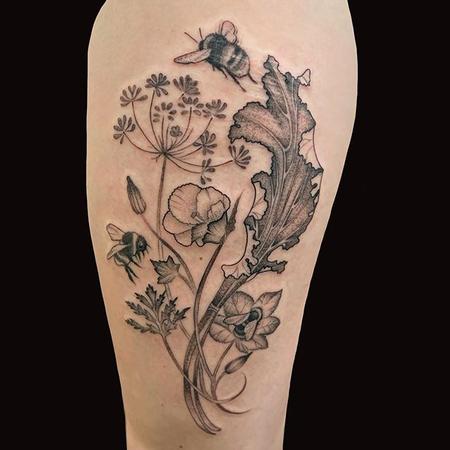 Tattoos - Rhubarb, Okra, and Bees - 141484