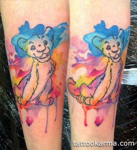 Tattoos - watercolor lion from lion king - 85645
