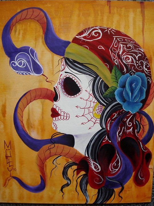 Gypsy Skull & snake by Mully : Original Art