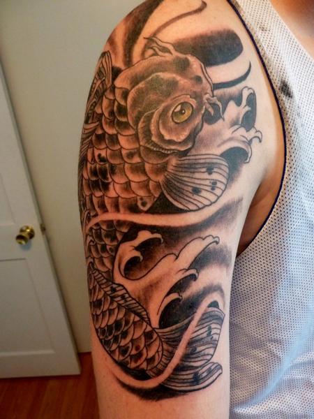 Mully Tattoo : Tattoos : Black and Gray : Koi