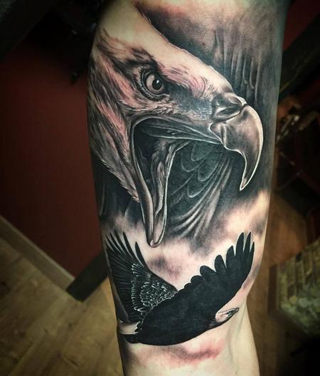 Tattoos - Realistic Eagles in Black and Gray - 130750