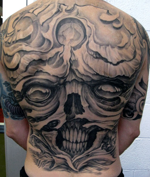 Skully Backpiece by Jeremiah Barba: TattooNOW