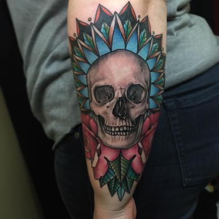 Tattoos - Skull & Roses Mandala - 108006