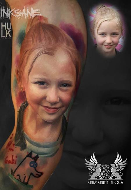 Tattoos - Little girl Colour Portrait Tattoo - 125681