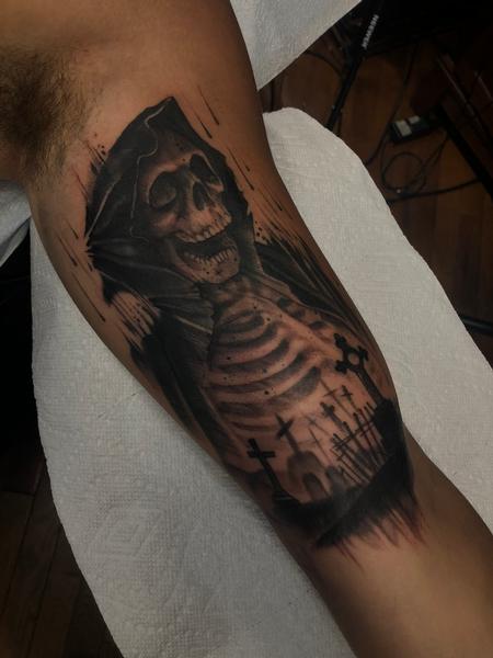 Tattoos - grim reaper inner arm - 141750