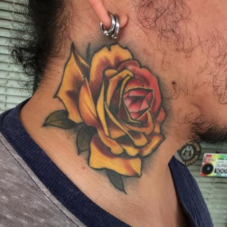 Tattoos - yellow neck rose with crystal - 141755