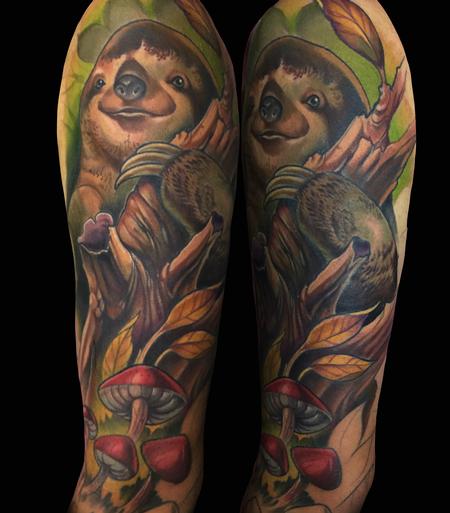 Tattoos - new school colorful sloth tattoo - 141758