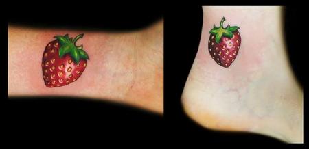Tattoos - realistic color strawberry tattoos  - 109170