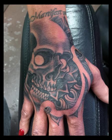 Tattoos - Hand Skull and Mandala - 115745