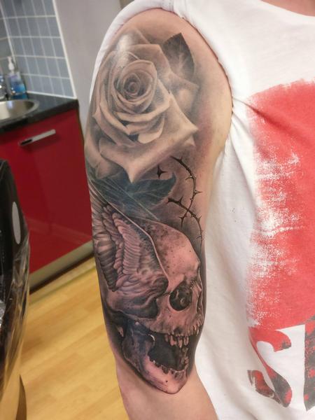 Tattoos - Rose and skull cover up  - 128362