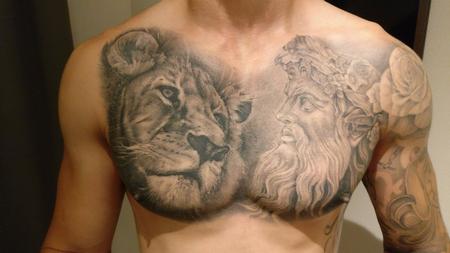 Tattoos - Lion and Zeus  - 128367