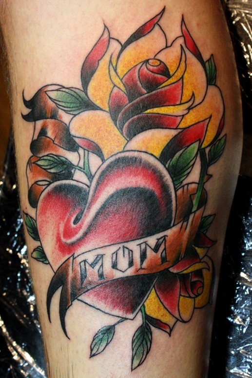 Mom heart with roses by Tim Pangburn: TattooNOW