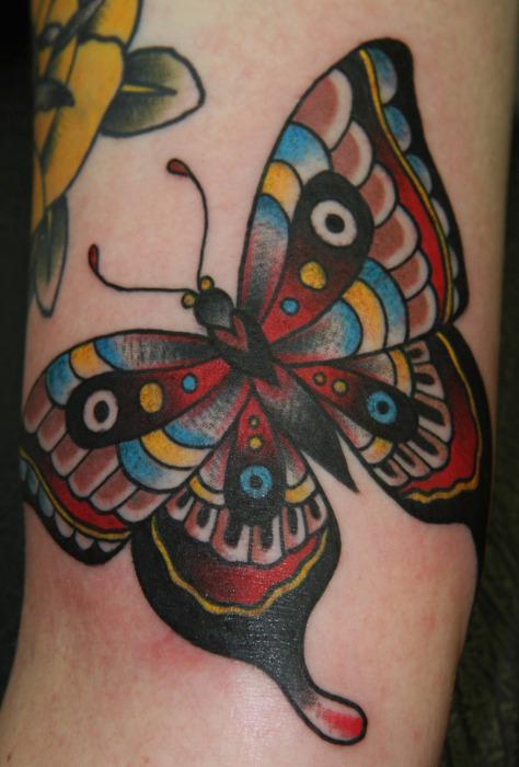 Traditional Butterfly Tattoo by Ben Rorke: TattooNOW