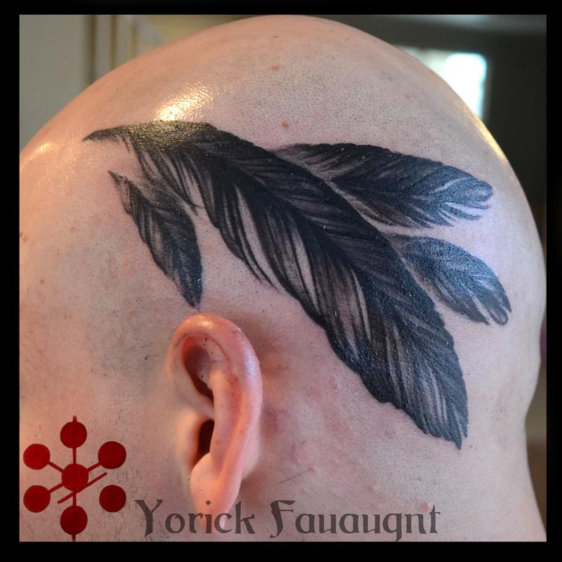 Feather Tattoos Behind Ear