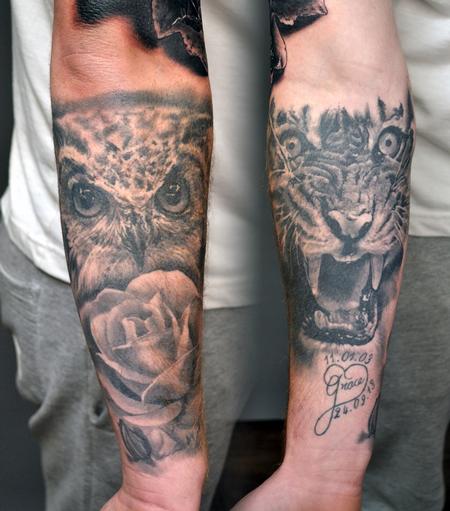 Alan Aldred - Healed Animal Tattoo Forearm