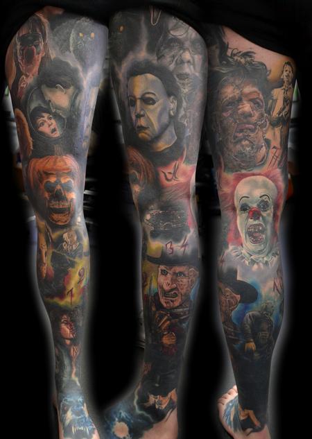 Tattoos - Horror Portrait Leg Sleeve Tattoo - 121718