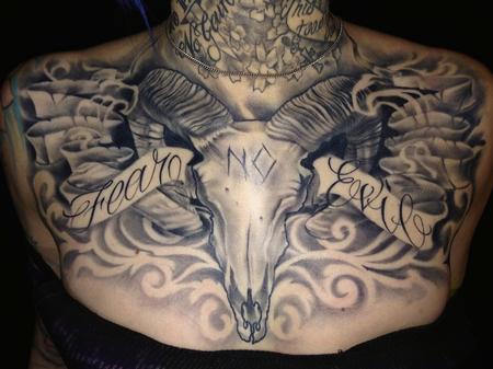 Tattoos - Ram Skull Chest Piece  - 108115