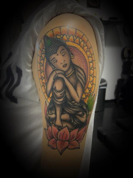 Tattoos - Buddha lotus color mash  - 141992