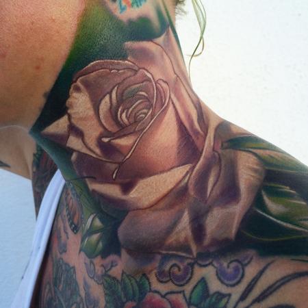 Tattoos - Realistic color rose tattoo, Brent Olson Art Junkies Tattoo. - 107833