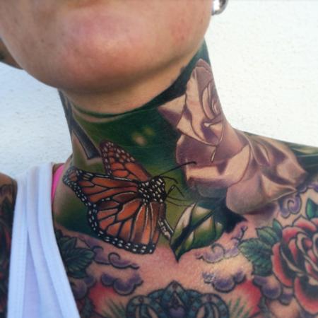 Tattoos - Realistic color Monarch butterfly tattoo, Brent Olson Art Junkeis Tattoo  - 107973