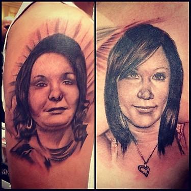 Tattoos - black and gray realistic portrait tattoo, Big Gus Art Junkies Tattoos - 70475