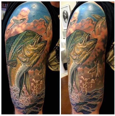 Tattoos - Mahi Mahi/Dolphin Fish Half Sleeve  - 99593