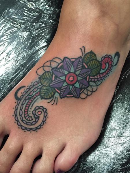 Tattoos - Flower on Foot  - 119242