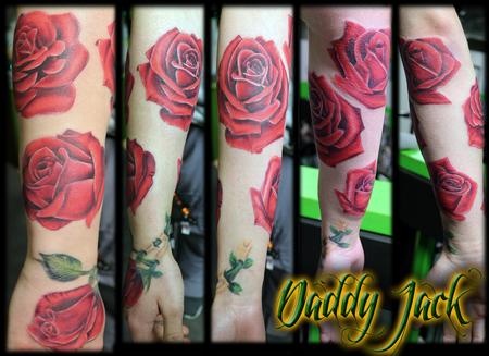 Tattoos - Realistic Red Rose Sleeve - 131857