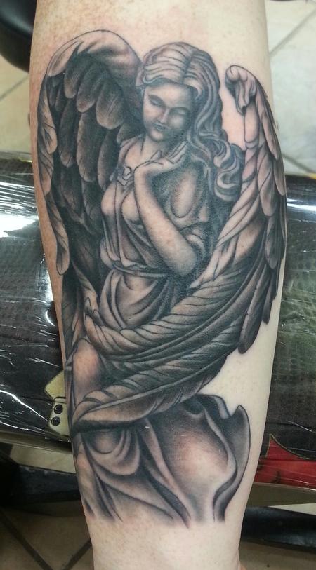 Black and Grey Angel Pin Up by Edward Lott TattooNOW