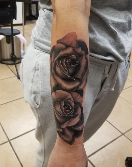 Tattoos - Black and Gray Roses - 142409