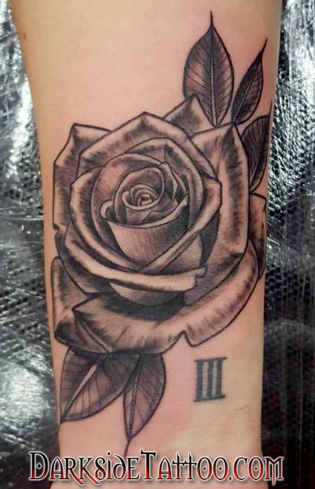 Tattoos - Black and Gray Rose Tattoo - 122833