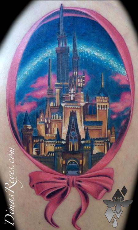 Tattoos - Realistic Color Cinderella Castle - 119323