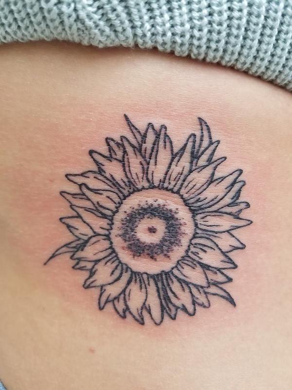 Stipple Line Work Sunflower by Stef aka Keki: TattooNOW