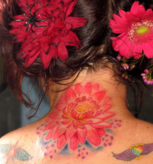 53 Fantastic Back Rose Neck Tattoos - Neck Tattoo Designs