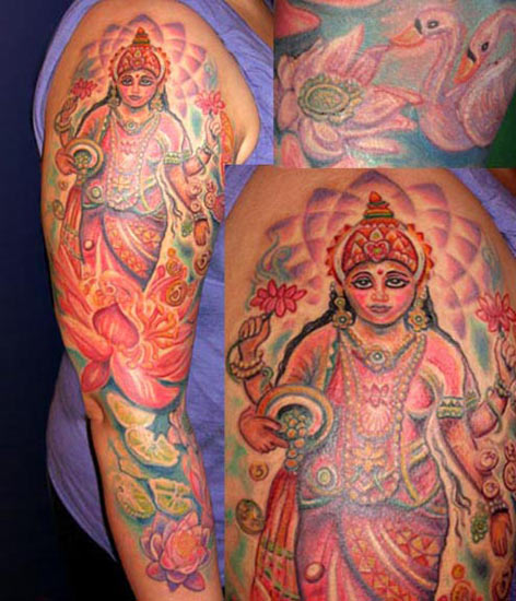 Hyperspace Studios : Tattoos : Religious : Hindu God over Lotus
