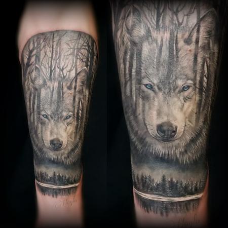 Tattoos - Wolf and Forest integration tattoo by Haylo  - 141187