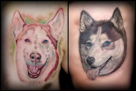 Tattoos - Husky Dog Portrait Tattoos by Haylo - 141172