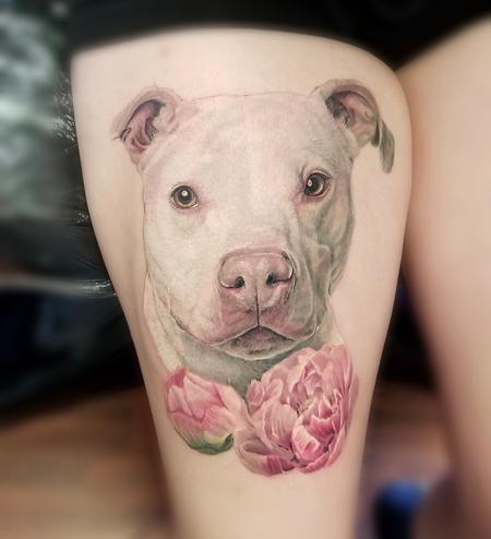 Tattoos - Pitbull Portrait tattoo by Haylo - 141595