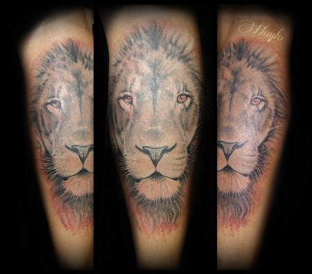 Tattoos - Realistic black and gray Lion - 119363