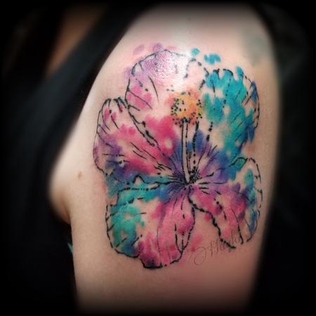 Tattoos - Watercolor Hibiscus shoulder tattoo by Haylo - 141587