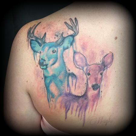 Tattoos - Deer / Stag Watercolor Tattoo - 141076