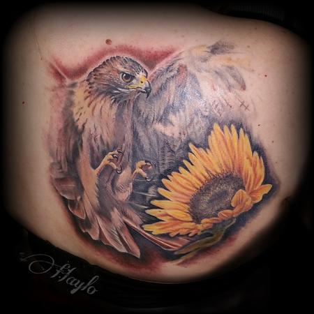 Tattoos - Red Tail Hawk and Sunflower by Haylo - 141355