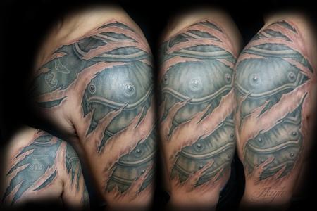 Tattoos - 3D skin rips & armor tattoo by Haylo  - 141162