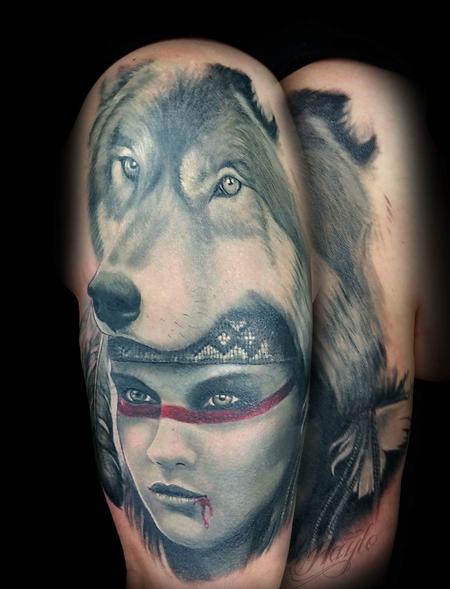 Tattoos - Maiden with Wolf headdress  - 141106