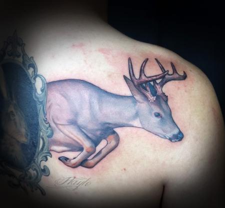 Tattoos - Custom Leaping White Tail Deer - 109902