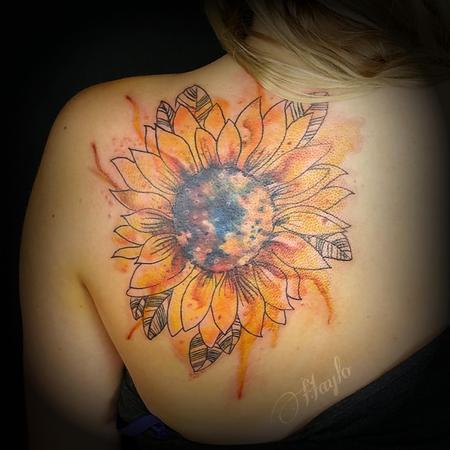 Tattoos - Watercolor style sunflower - 109722