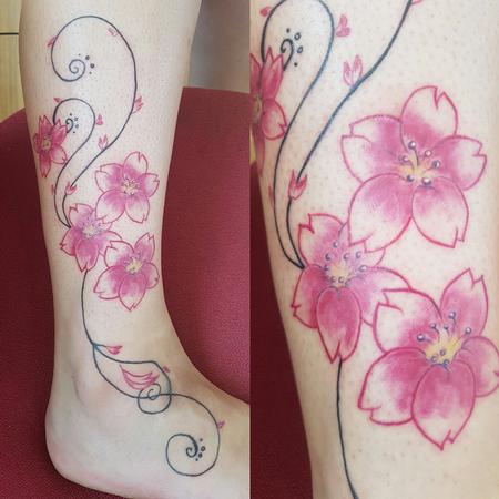 Tattoos - Pretty and Feminine Cherry Blossoms Tattoo - 126254