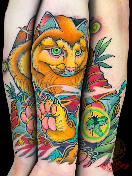 Tattoos - Samurai Cat portrait tattoo  - 146683